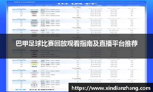 巴甲足球比赛回放观看指南及直播平台推荐